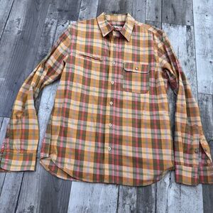Norman Russell Handmade Men’s 100% Cotton Brown Multi-Color Plaid Shirt Medium